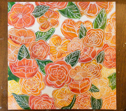 Red/ Orange Floral Canvas